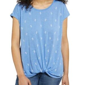 IZOD Cactus Print Tie Hem Comfy Short Sleeve Loose Size Large​​​​​​​​​​​​​​​